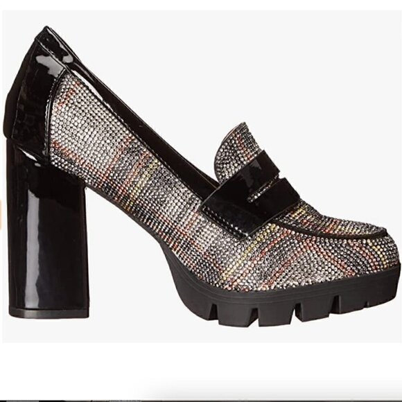 Betsey Johnson Adelyn White Plaid Heel Loafers NIB 7.5 - Picture 5 of 10